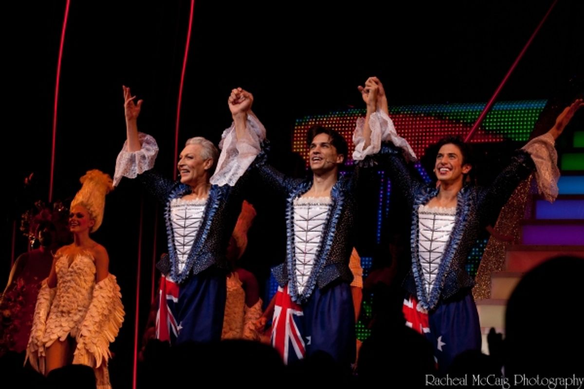 Tony Sheldon (Bernadette), Will Swenson (Tick/Mitzi) and Nick Adams (Adam/Felicia) at 